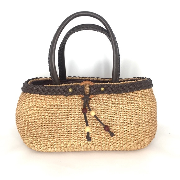 Handbags - VINTAGE Wicker Bucket Bag Wicker Purse